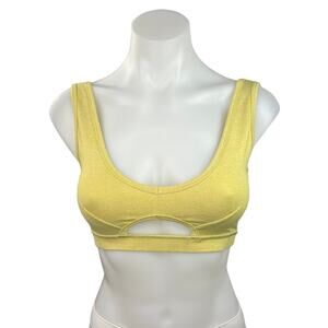 Outdoor Voices Yellow Scoop Neck Cutout Athletic Sports Bra Top Size XS